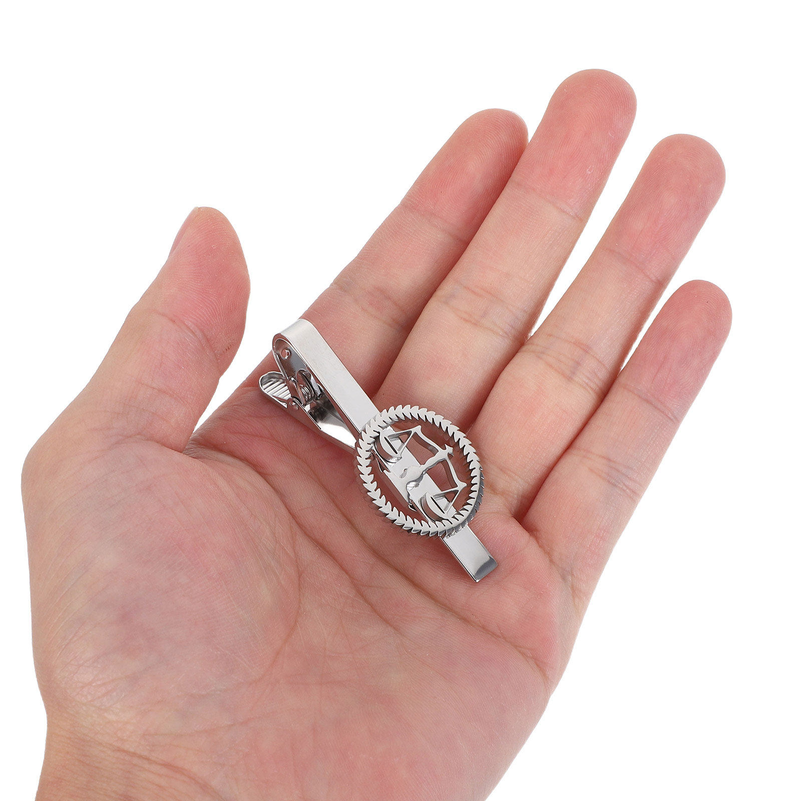 Scale - Men Formals & Ethnic Wear - 2Pcs Silver Justice Scale Tie Clip