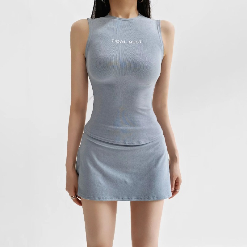 Slim Fit Suit Set - New Letter Printed Round Neck Slim