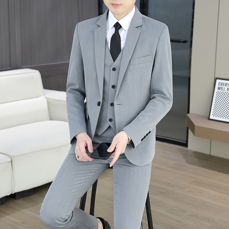 Men Formal Wear For Wedding - Suit (Blazer+Vest+Trousers) Men's Fashionable Business Outdoor
