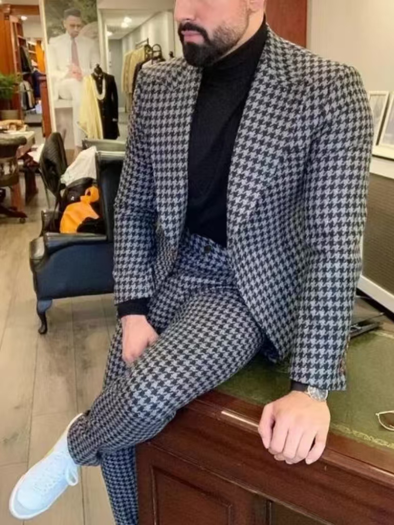 Houndstooth Vintage Men's Suit - огляд і ціна Men'S Vintage Formal Wear