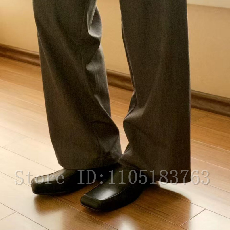 Men's Black Leather Square Toe - огляд і ціна Formal Men Daily Wear Footwear