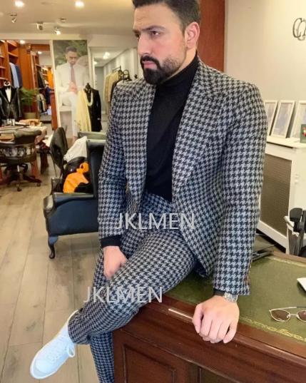 Houndstooth Mens Suits 2PCS We - огляд і ціна Men'S Vintage Formal Wear