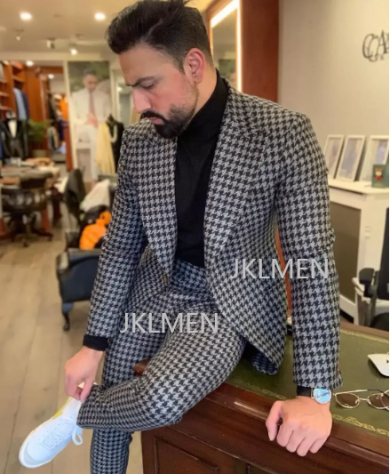 Houndstooth Mens Suits 2PCS We - огляд і ціна Men'S Vintage Formal Wear